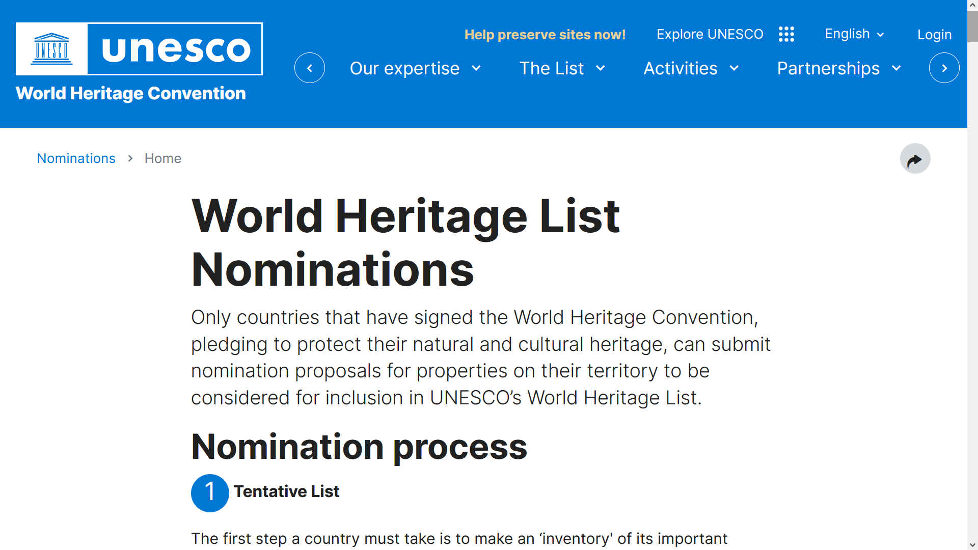 Human origin sites and the World Heritage Convention in the