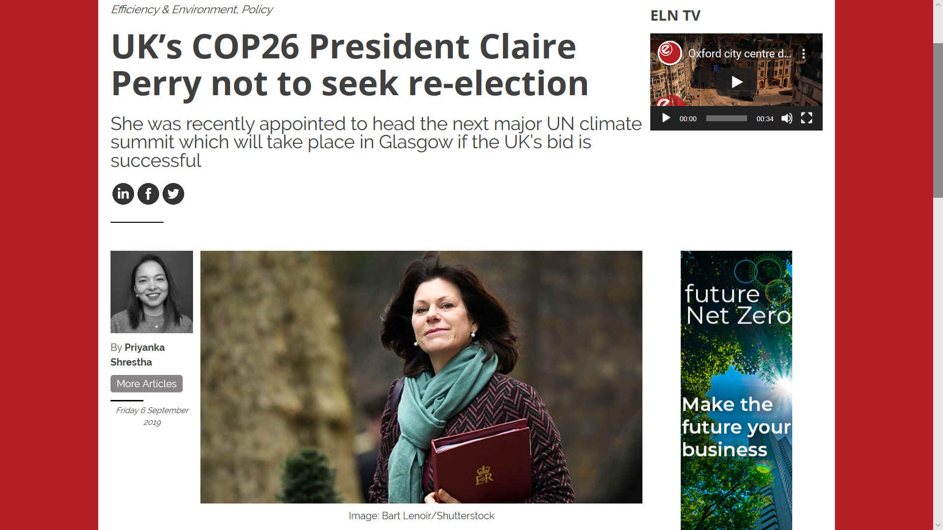 COP 26 President Claire Perry